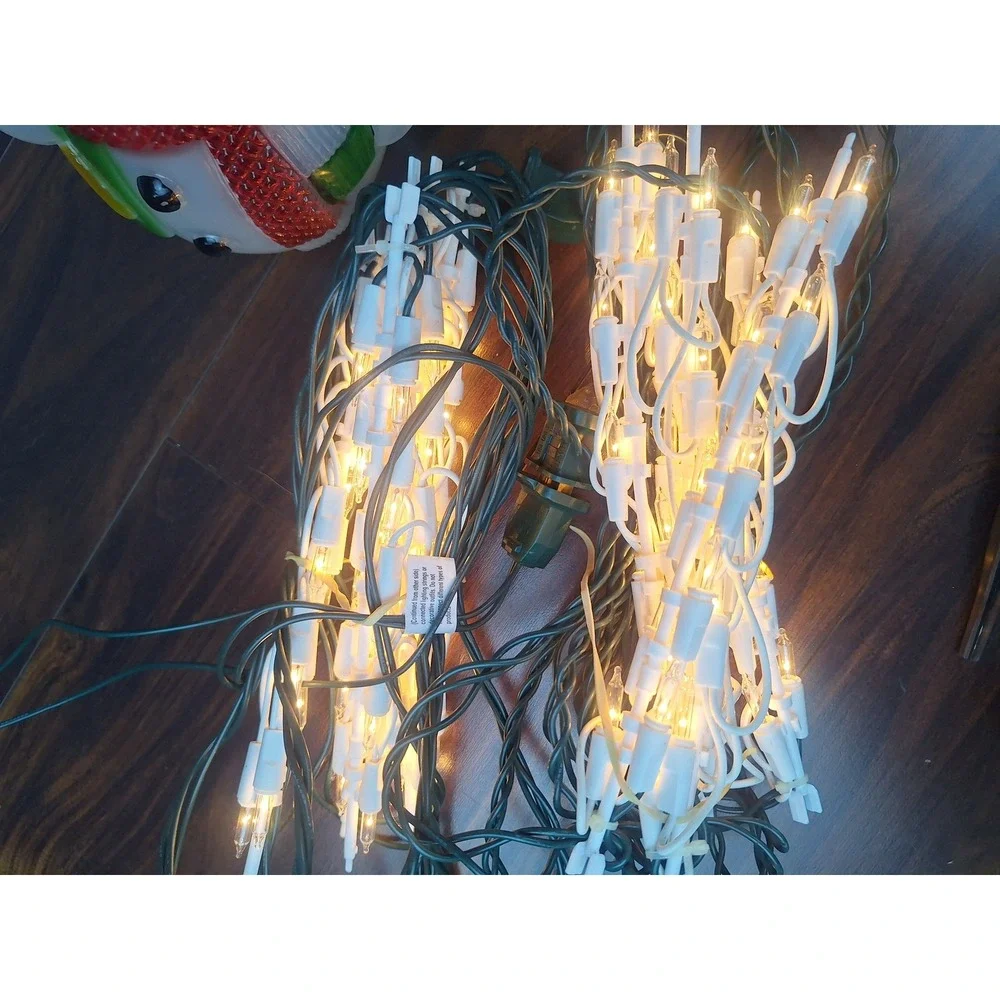 Blow Mold Snowman Path Lights 10ct White Red Green Vintage Style Festive Retro